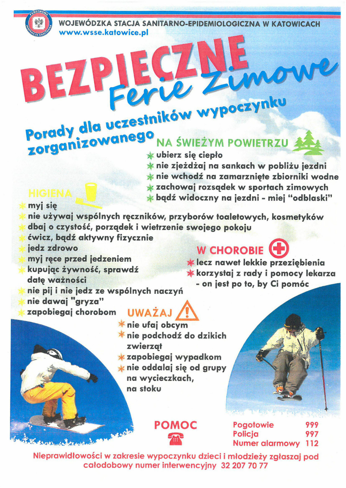 Plakat   bezpieczne ferie 2018