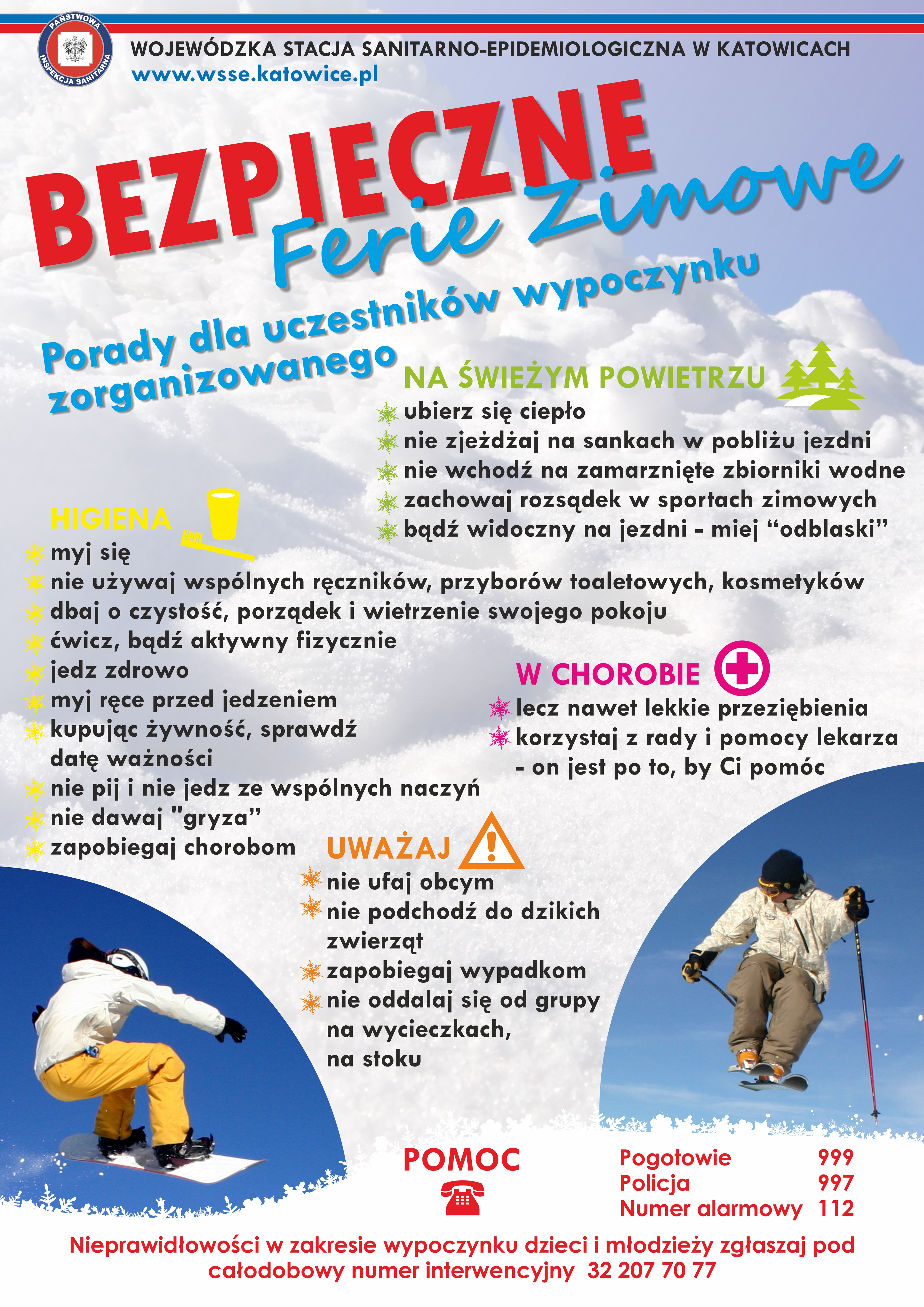 Plakat bezpieczne ferie 2019