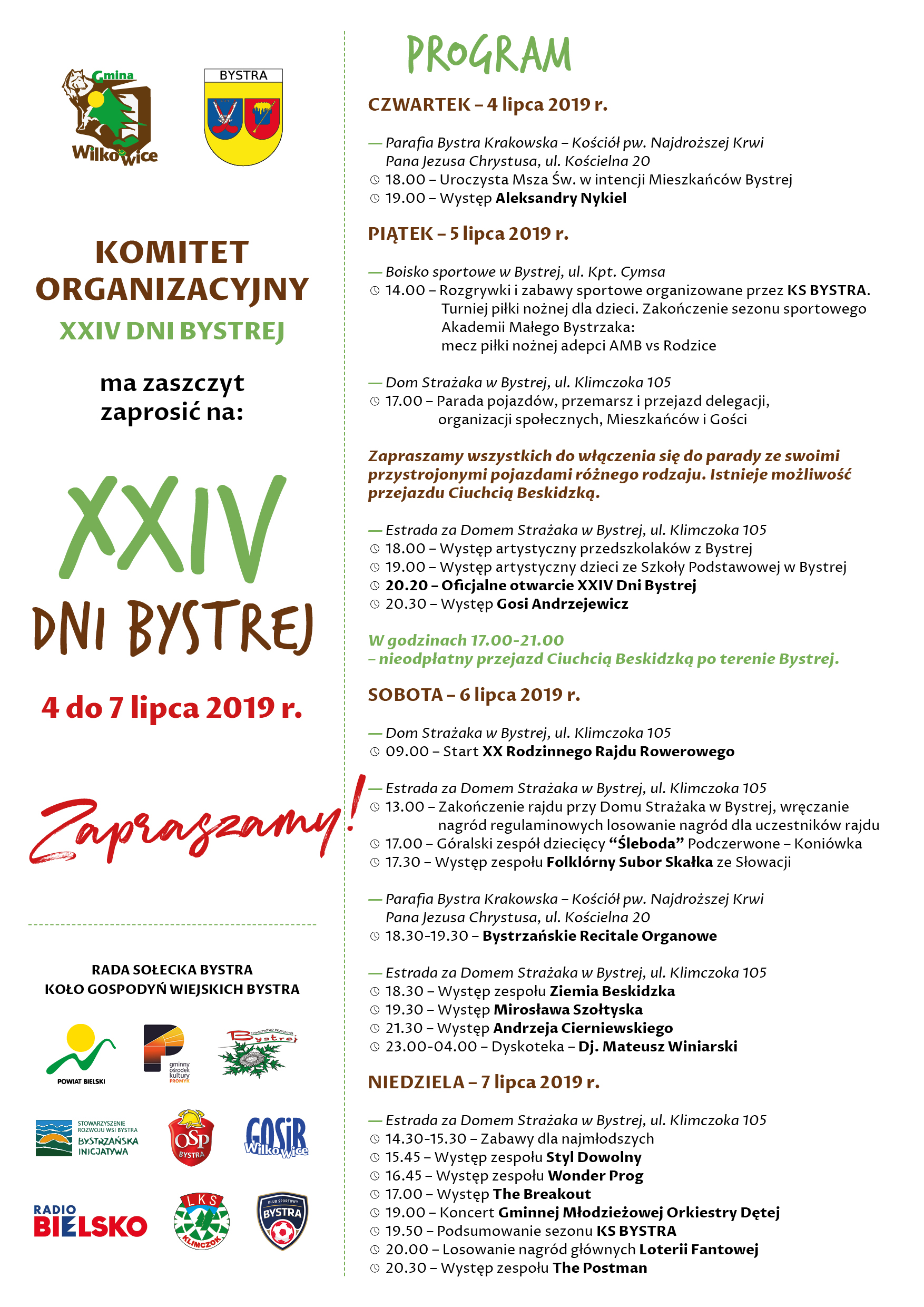 Plakat a3 xxiv dni bystrej 2019